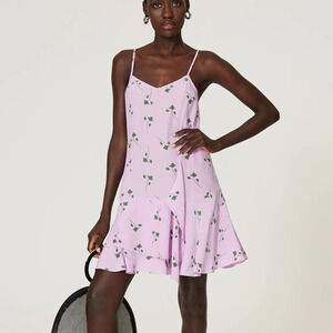 Thakoon Purple Floral Mini Slip Dress SIZE 2 Grunge Drop Waist Day Designer $300